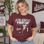 Mississippi State Football Kamario Taylor Name Number Pose Graphic Shirt for College Football Fans