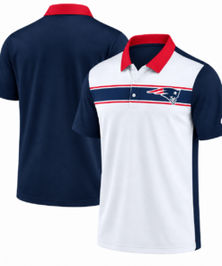 New England Patriots Classic Team Stripe White Navy Red Polo Shirt for Football Fans