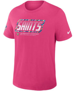 New Orleans Saints 2026 Crucial Catch Graphic Pink Shirt for Football Fans