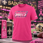 New Orleans Saints 2026 Crucial Catch Graphic Pink Shirt for Football Fans