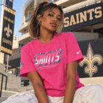 New Orleans Saints 2026 Crucial Catch Graphic Pink Shirt for Football Fans