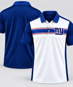 New York Giants Classic Team Stripe White Royal Blue Red Polo Shirt for Football Fans