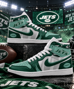 New York Jets Green White Football Pride AJ1 High Top Shoes for Football Fans