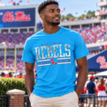 Ole Miss Rebels Powder Blue 2026 Graphic Shirt for College Football Fans