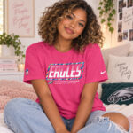 Philadelphia Eagles 2026 Crucial Catch Graphic Pink Shirt for Football Fans