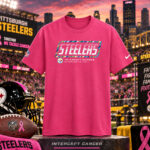 Pittsburgh Steelers 2026 Crucial Catch Graphic Pink Shirt for Football Fans