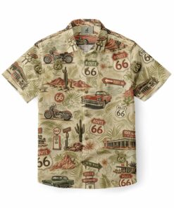 Route 66 Green Vintage Desert Hawaiian Shirt
