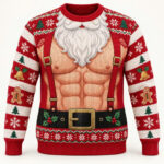 Santa Claus Six Pack Body Ugly Christmas Sweater 2026 for Holiday Fans