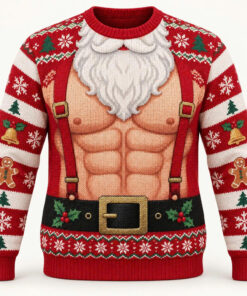 Santa Claus Six Pack Body Ugly Christmas Sweater 2026 for Holiday Fans