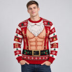 Santa Claus Six Pack Body Ugly Christmas Sweater 2026 for Holiday Fans