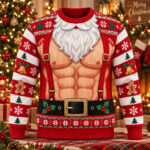 Santa Claus Six Pack Body Ugly Christmas Sweater 2026 for Holiday Fans