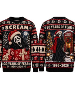 Scream Ghostface 30 Years of Fear Christmas Holiday 2026 Ugly Sweater