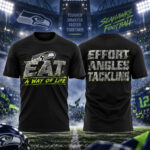 Seattle Seahawks Coach Mike Macdonald 2026 Effort Angles Tackling Graphic Shirt for Football Fans