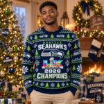 Seattle Seahawks Super Bowl LX Champions 2026 Ugly Christmas Sweater