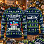 Seattle Seahawks Super Bowl LX Champions 2026 Ugly Christmas Sweater