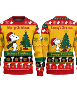 Snoopy Christmas Yellow Ugly Christmas Sweater 2026 For Snoopy Fans