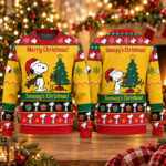 Snoopy Christmas Yellow Ugly Christmas Sweater 2026 For Snoopy Fans