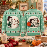 Starbucks x Peanuts Snoopy and Lucy Van Pelt Coffee Date 2026 Ugly Christmas Sweater for Peanuts Fans