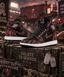 Tampa Bay Buccaneers 2026 Salute to Service Black Camo AJ1 High Top Shoes