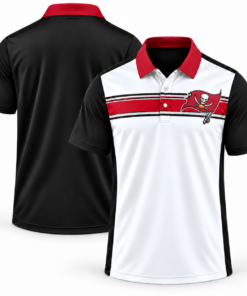 Tampa Bay Buccaneers Classic Team Stripe White Black Red Polo Shirt for Football Fans