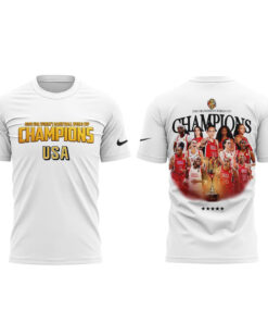 Team USA 2026 FIBA World Cup Champions White Graphic Shirt for Basketball Fans