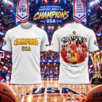 Team USA 2026 FIBA World Cup Champions White Graphic Shirt for Basketball Fans