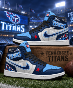 Tennessee Titans Navy Light Blue Football Pride AJ1 High Top Shoes for Football Fans