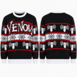Venom Spider Web Black Red Ugly Christmas Sweater for Marvel Fans