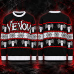 Venom Spider Web Black Red Ugly Christmas Sweater for Marvel Fans