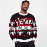 Venom Spider Web Black Red Ugly Christmas Sweater for Marvel Fans