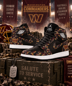 Washington Commanders 2026 Salute to Service Black Camo AJ1 High Top Shoes