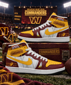 Washington Commanders Burgundy Gold Football Pride AJ1 High Top Shoes for Football Fans