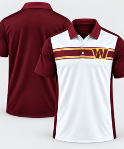 Washington Commanders Classic Team Stripe White Burgundy Gold Polo Shirt for Football Fans