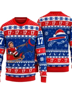 Buffalo Bills Josh Allen Number 17 Ugly Christmas Sweater for Football Fans