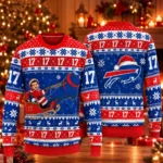 Buffalo Bills Josh Allen Number 17 Ugly Christmas Sweater for Football Fans