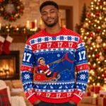 Buffalo Bills Josh Allen Number 17 Ugly Christmas Sweater for Football Fans