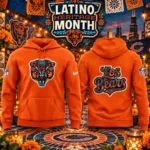 Chicago Bears 2026 Latino Heritage Month Los Bears Orange Graphic Shirt for Football Fans