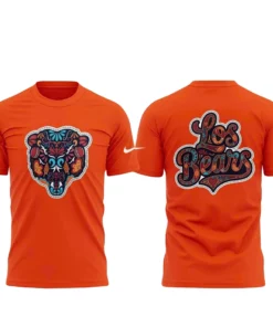 Chicago Bears 2026 Latino Heritage Month Los Bears Orange Graphic Shirt for Football Fans
