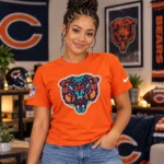 Chicago Bears 2026 Latino Heritage Month Los Bears Orange Graphic Shirt for Football Fans