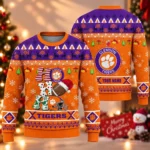 Custom Name Clemson Tigers Ho Ho Ho 2026 Ugly Christmas Sweater for College Football Fans