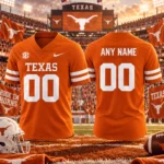 Custom Name and Number Texas Longhorns Gameday Burnt Orange Graphic Football Jersey for College Football Fans