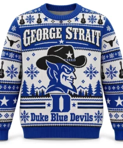George Strait x Duke Blue Devils Football Ugly Sweater