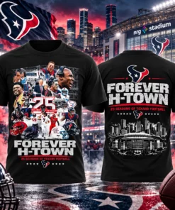 Houston Texans 25 Seasons of Texans Football Forever H-Town Graphic Shirt for Football Fans