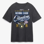 Milwaukee Brewers Heather Charcoal 2026 National League Champions Locker Room Shirt