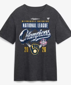 Milwaukee Brewers Heather Charcoal 2026 National League Champions Locker Room Shirt