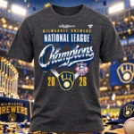 Milwaukee Brewers Heather Charcoal 2026 National League Champions Locker Room Shirt