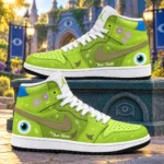 Monsters Inc Mike Wazowski Lime Green Floral AJ1 High Top Shoes for Disney Fans 1