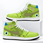 Monsters Inc Mike Wazowski Lime Green Floral AJ1 High Top Shoes for Disney Fans 1