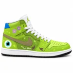 Monsters Inc Mike Wazowski Lime Green Floral AJ1 High Top Shoes for Disney Fans 1