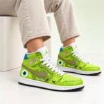 Monsters Inc Mike Wazowski Lime Green Floral AJ1 High Top Shoes for Disney Fans 1